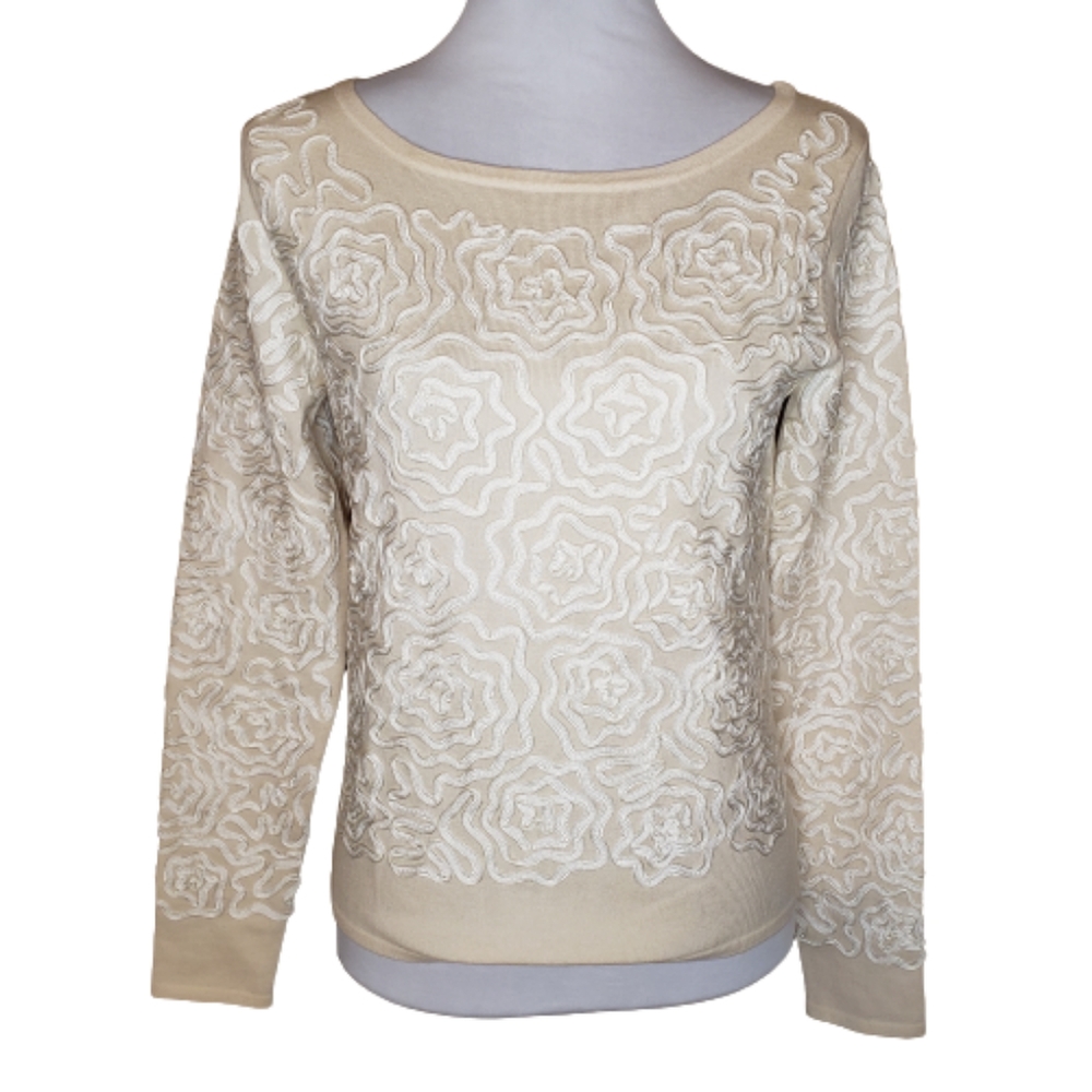 Bloomingdale's Wool Blend Soutache Braid Sweater Medium